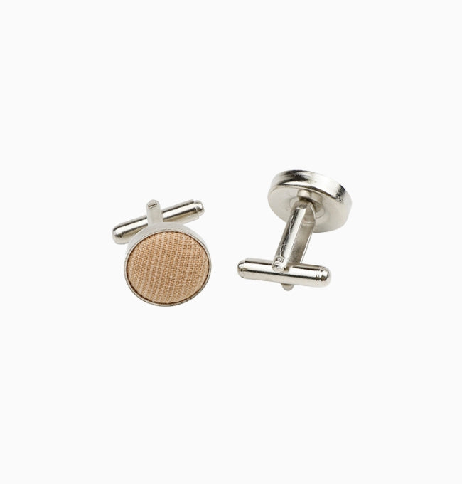 Boutons de Manchette Beige Caramel en Coton