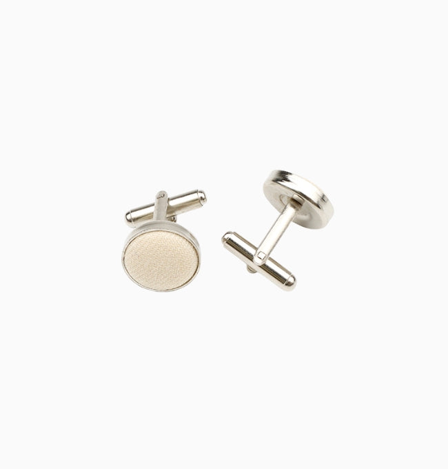 Boutons de Manchette Beige en Coton Côtelé