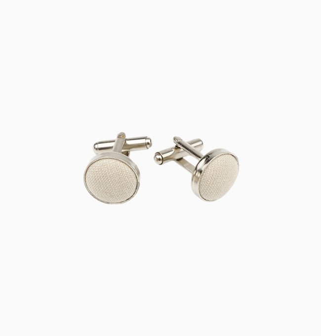 Boutons de Manchette Beige Ivoire en Coton