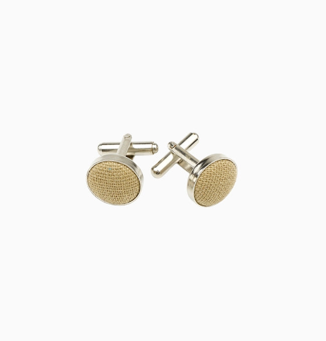 Boutons de Manchette Beige Sable en Lin
