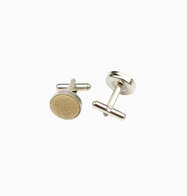 Boutons de Manchette Beige Sable en Lin
