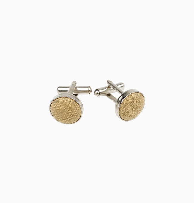 Boutons de Manchette Beige Taupe en Coton