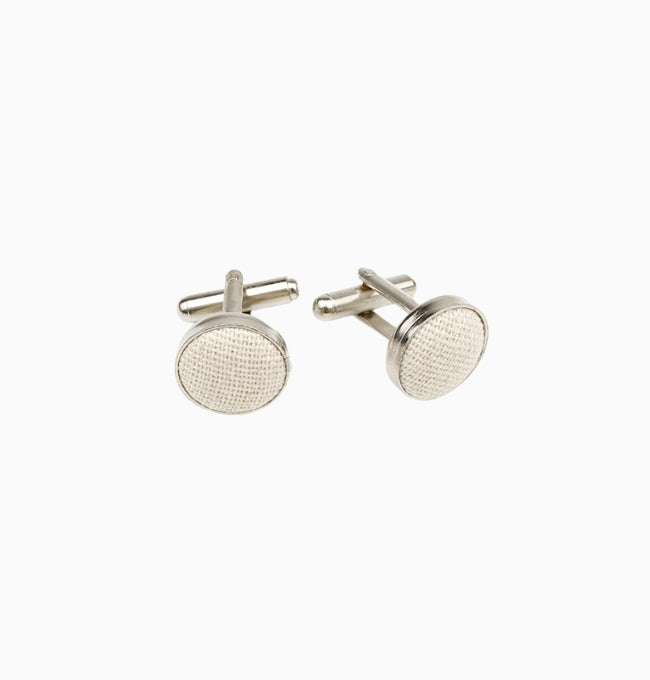 Boutons de Manchette Blanc Cassé en Lin