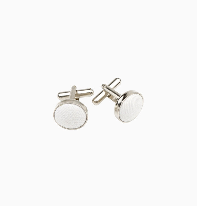 Boutons de Manchette Blanc en Coton Côtelé