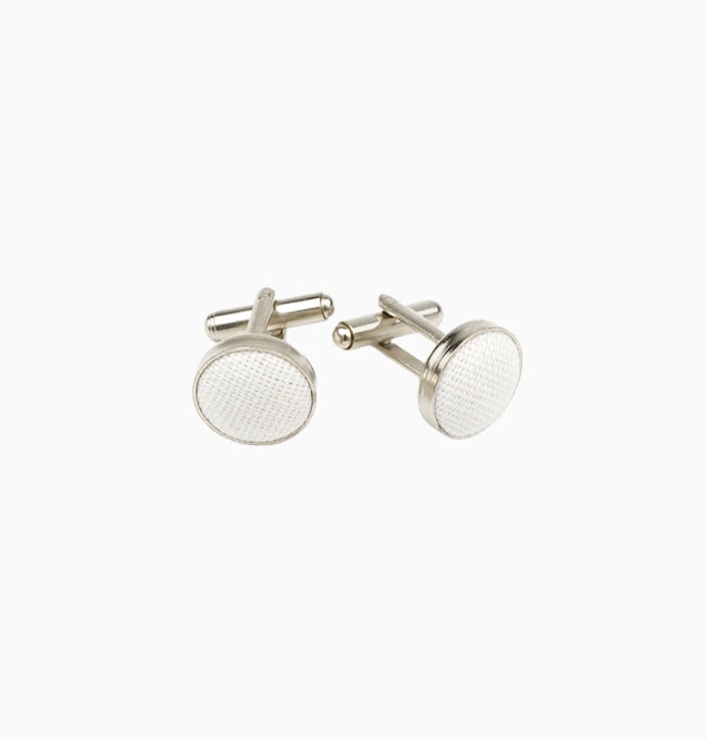 Boutons de Manchette Blanc en Lin