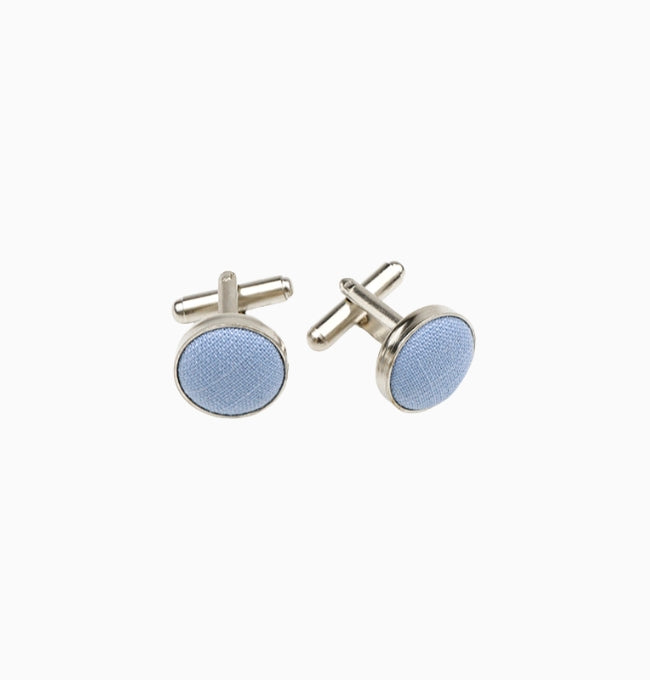 Boutons de Manchette Bleu Ardoise en Coton