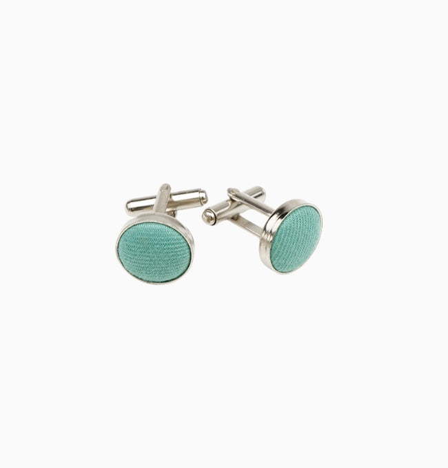 Boutons de Manchette Bleu Azur en Coton Côtelé