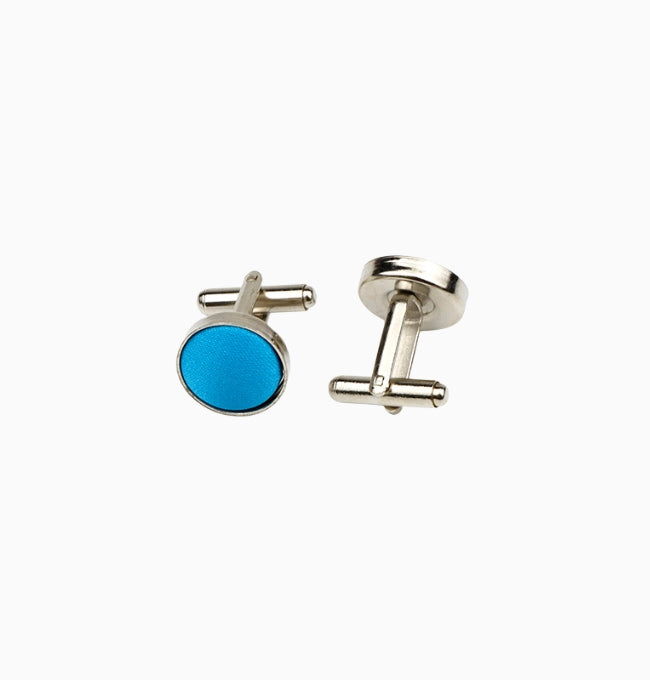 Boutons de Manchette Bleu Azur en Polyester