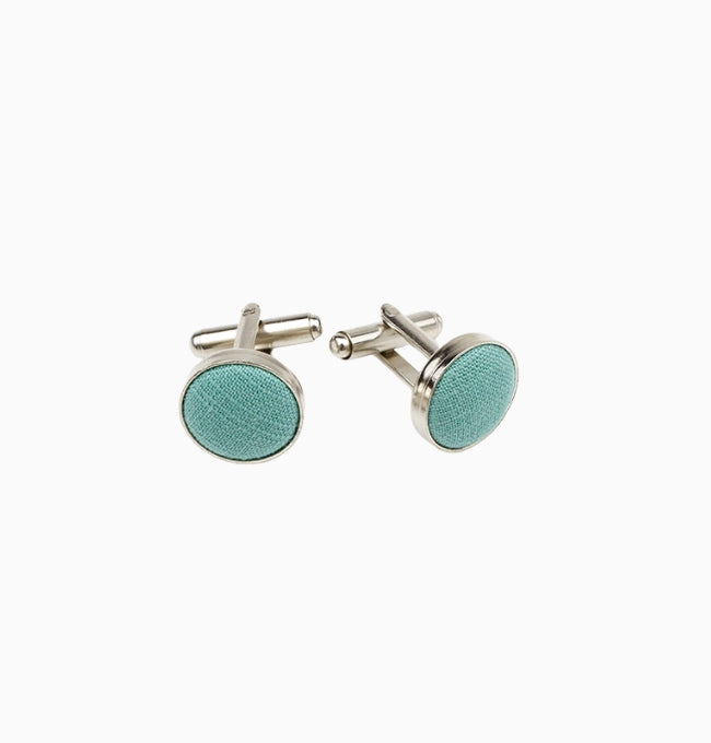 Boutons de Manchette Bleu Canard en Coton