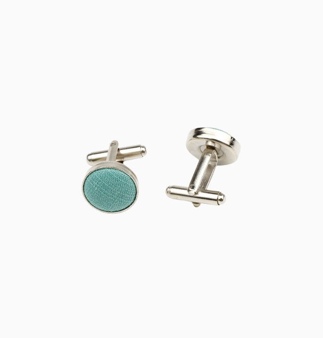 Boutons de Manchette Bleu Canard en Coton