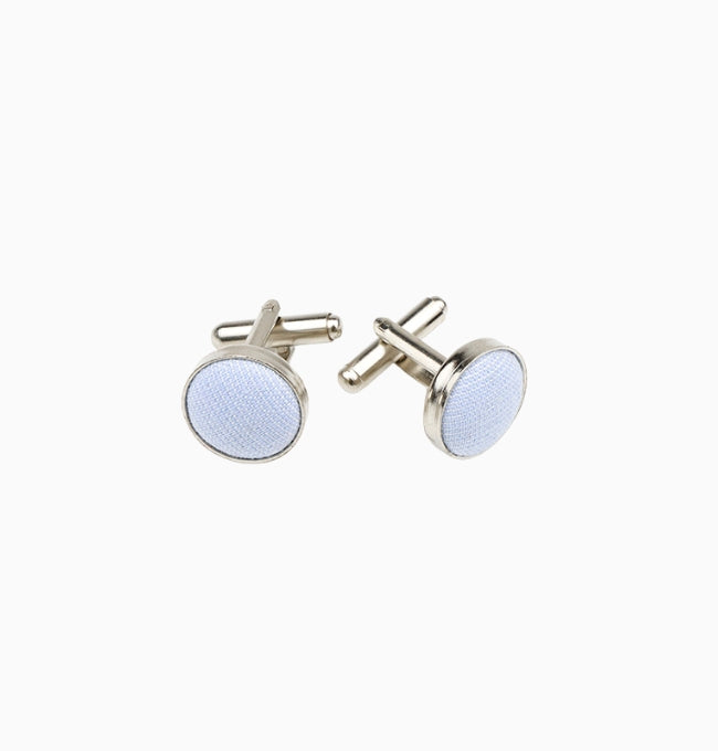 Boutons de Manchette Bleu Ciel en Coton