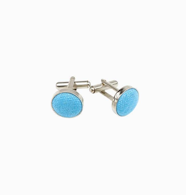 Boutons de Manchette Bleu Ciel en Lin