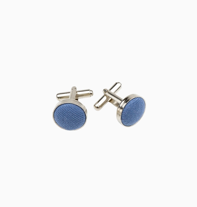 Boutons de Manchette Bleu Cobalt en Coton Côtelé