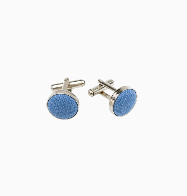 Boutons de Manchette Bleu Indigo en Coton