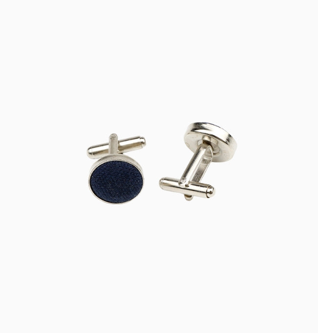 Boutons de Manchette Bleu Marine en Lin