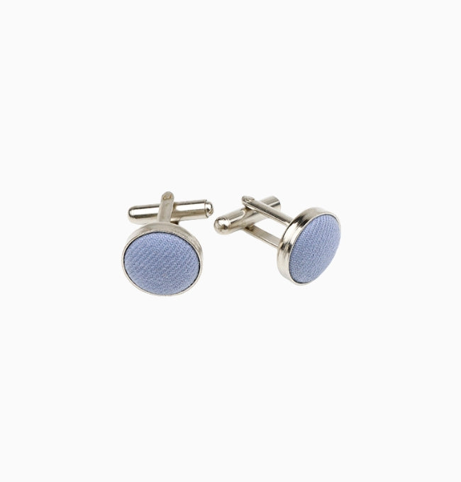 Boutons de Manchette Bleu Pétrole en Coton Côtelé