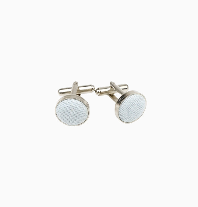 Boutons de Manchette Bleu Poudré en Lin