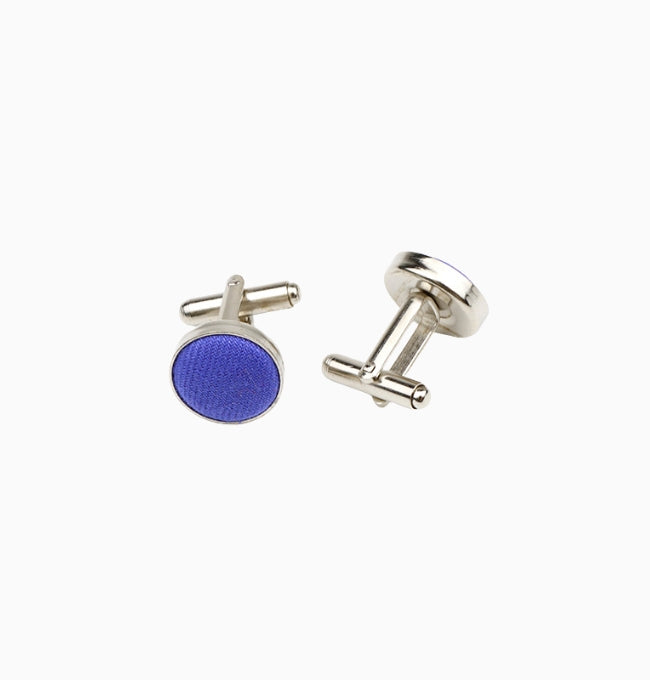 Boutons de Manchette Bleu Profond en Coton Côtelé