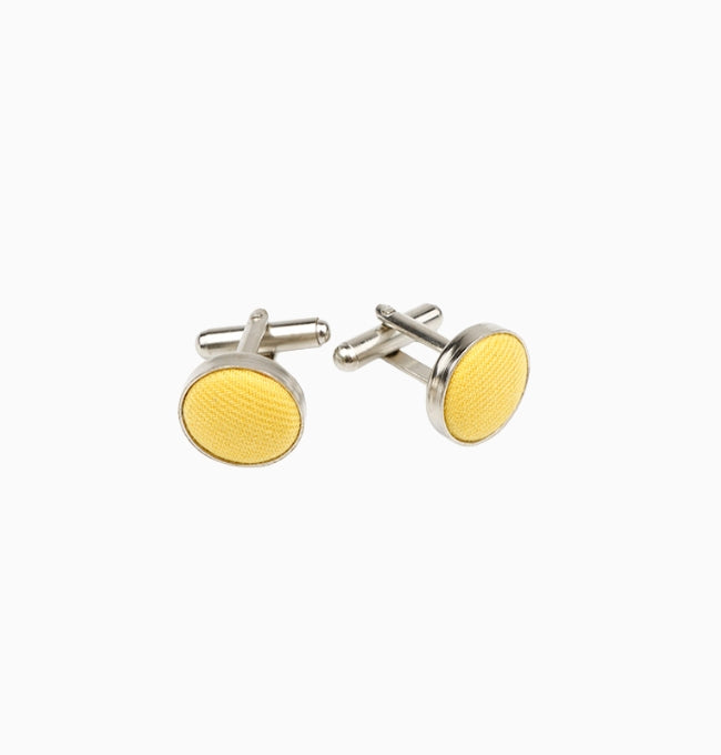 Boutons de Manchette Jaune en Coton Côtelé