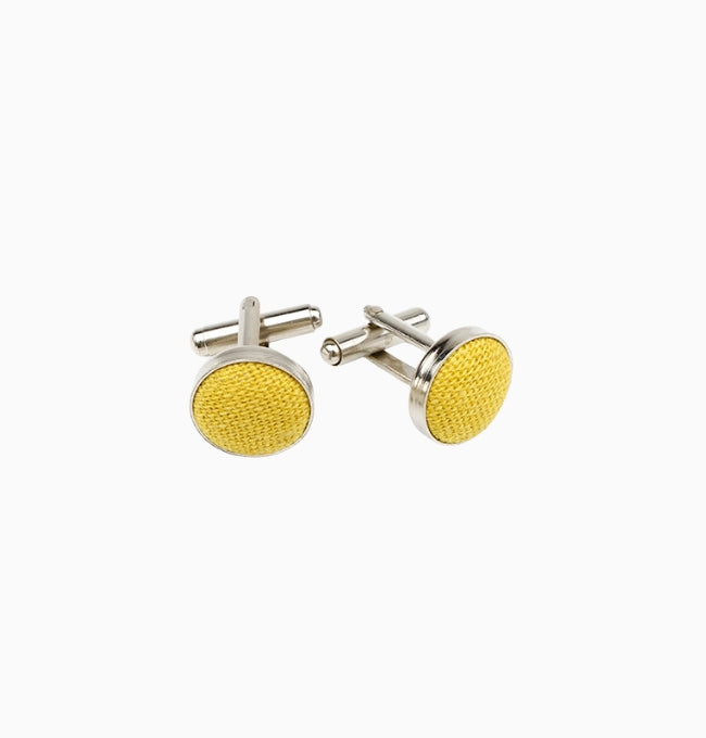 Boutons de Manchette Jaune en Lin