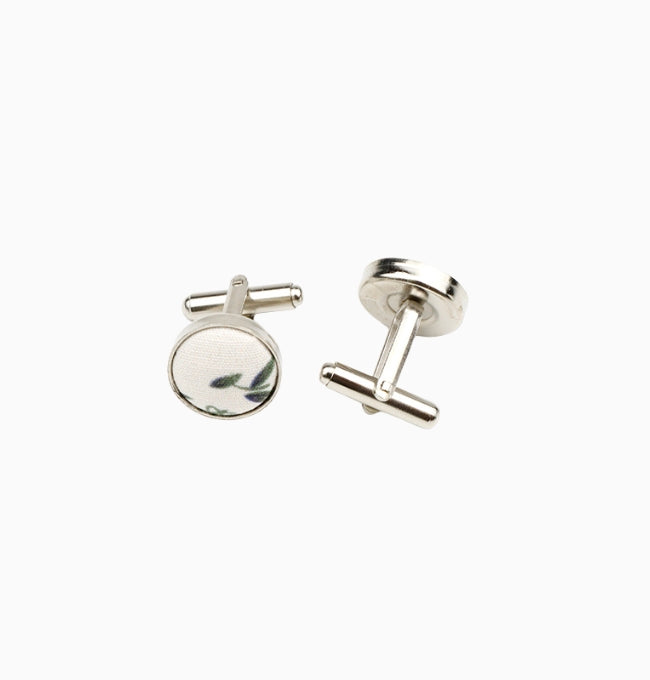 Boutons de Manchette Liberty Blanc Camélia en Coton