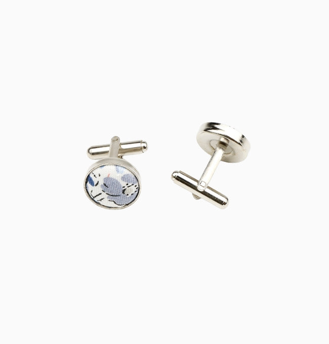 Boutons de Manchette Liberty Bleu Campanule en Coton