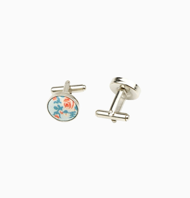 Boutons de Manchette Liberty Bleu Ciel Plumbago en Coton