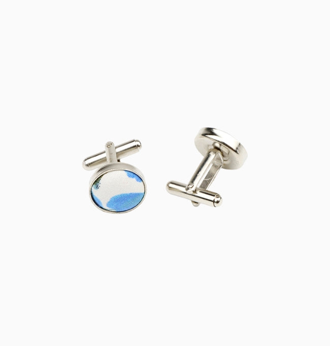 Boutons de Manchette Liberty Bleu Gentiane en Coton