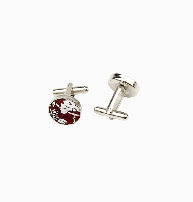 Boutons de Manchette Liberty Rouge Coquelicot en Coton