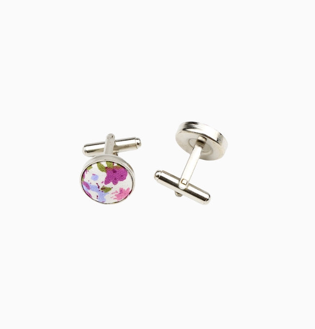 Boutons de Manchette Liberty Violet Aubriète en Coton