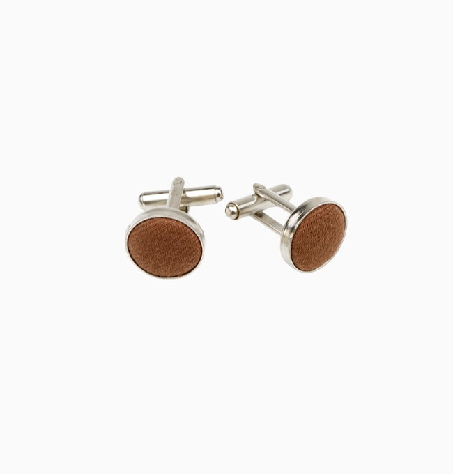 Boutons de Manchette Marron Chocolat en Coton Côtelé