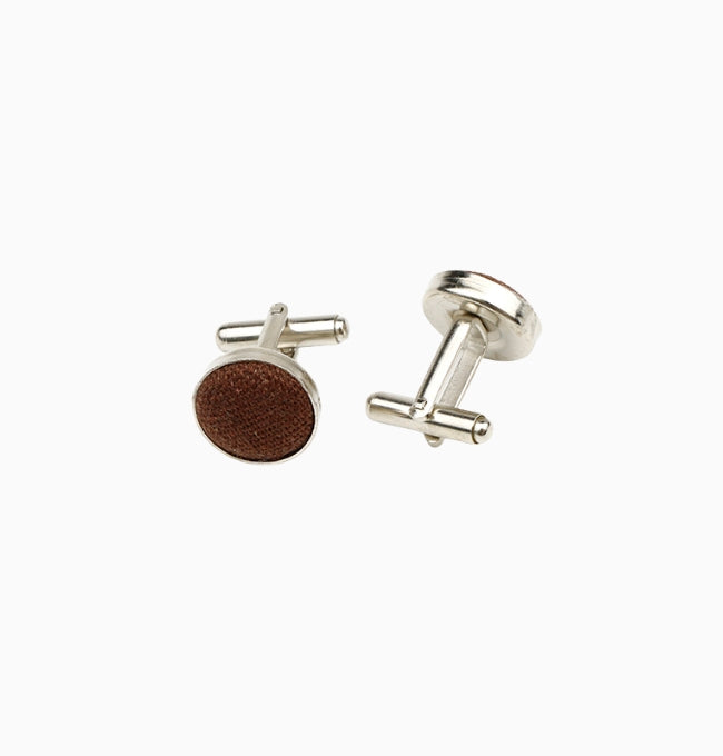 Boutons de Manchette Marron Chocolat en Lin