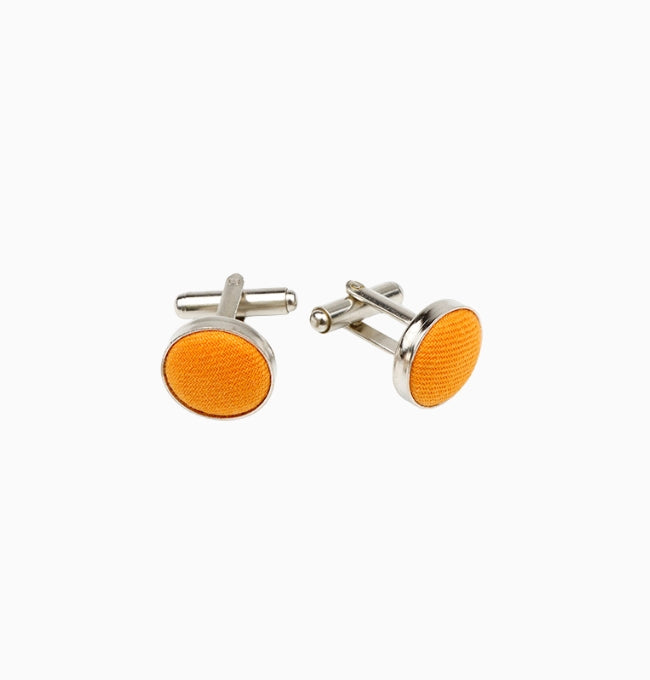 Boutons de Manchette Orange Brûlé en Coton Côtelé