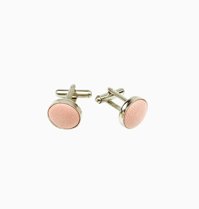 Boutons de Manchette Rose Dragée en Coton Côtelé