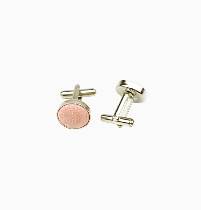 Boutons de Manchette Rose Dragée en Coton Côtelé
