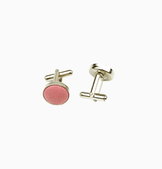 Boutons de Manchette Rose Pêche en Coton Côtelé