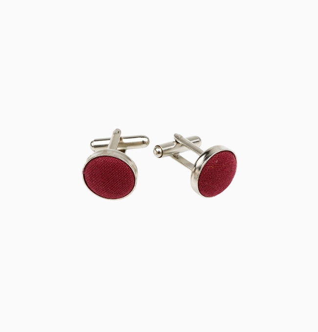 Boutons de Manchette Rouge Bordeaux en Lin