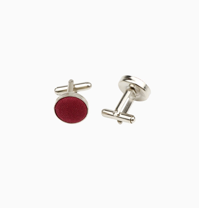 Boutons de Manchette Rouge Bordeaux en Lin