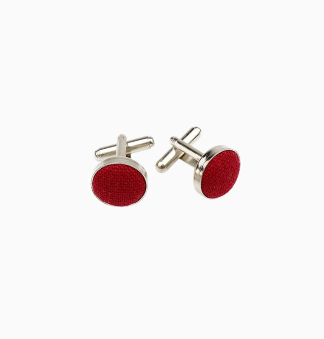 Boutons de Manchette Rouge Cerise en Lin