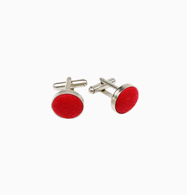 Boutons de Manchette Rouge en Lin