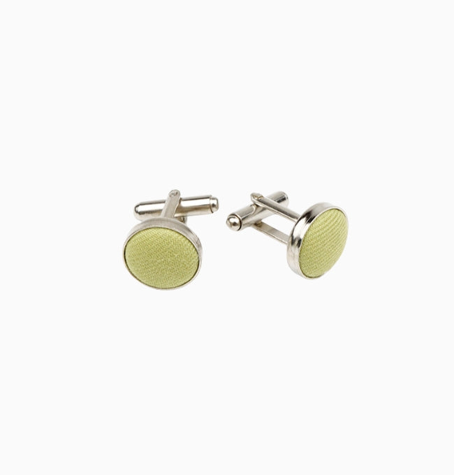 Boutons de Manchette Vert Anis en Coton Côtelé