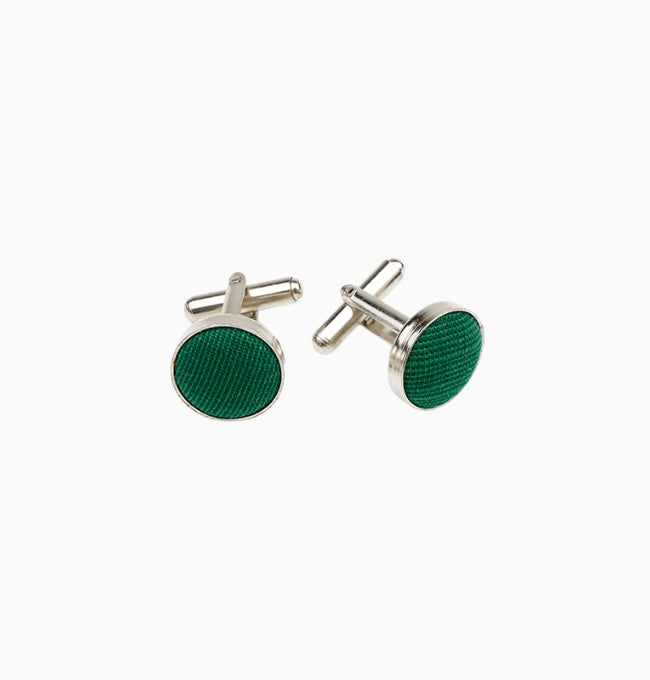 Boutons de Manchette Vert Émeraude en Coton