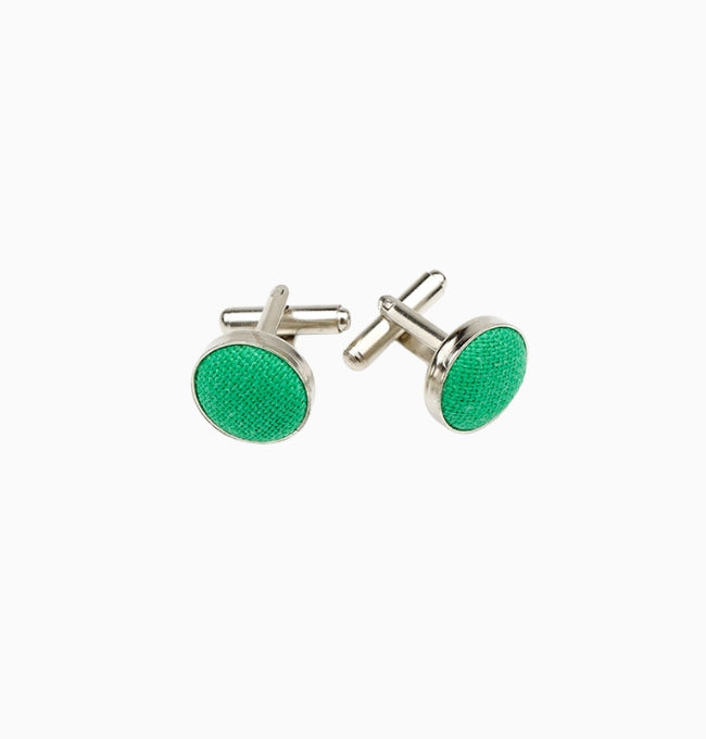 Boutons de Manchette Vert Émeraude en Lin