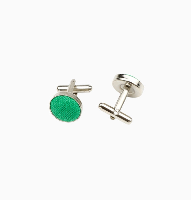 Boutons de Manchette Vert Émeraude en Lin