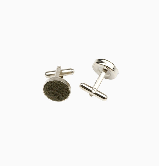 Boutons de Manchette Vert Olive en Lin