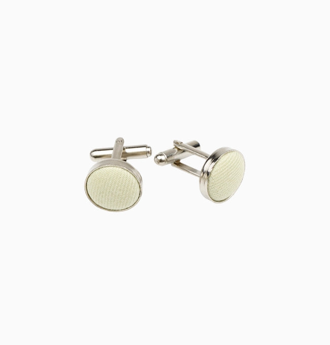 Boutons de Manchette Vert Pâle en Coton Côtelé