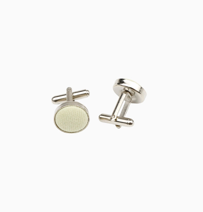 Boutons de Manchette Vert Pâle en Coton Côtelé