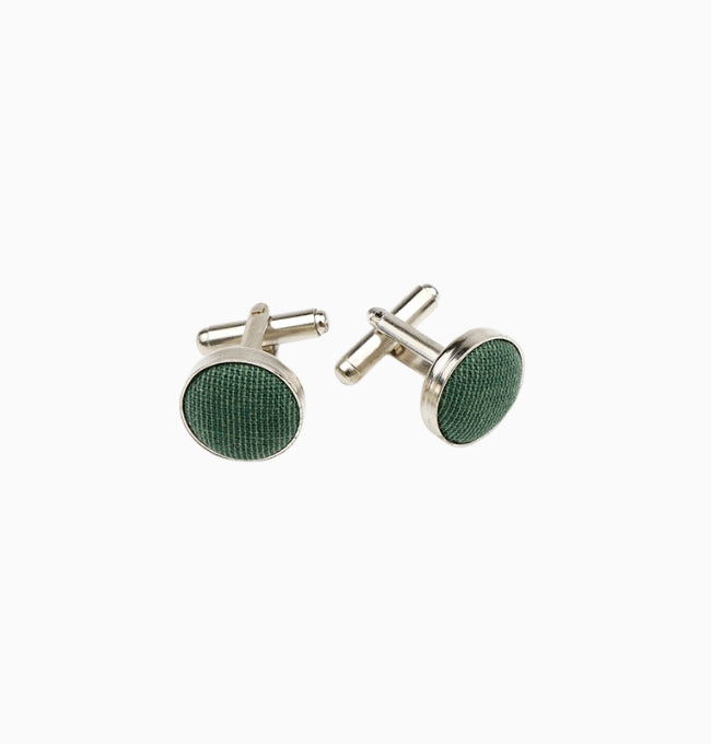 Boutons de Manchette Vert Sapin en Coton