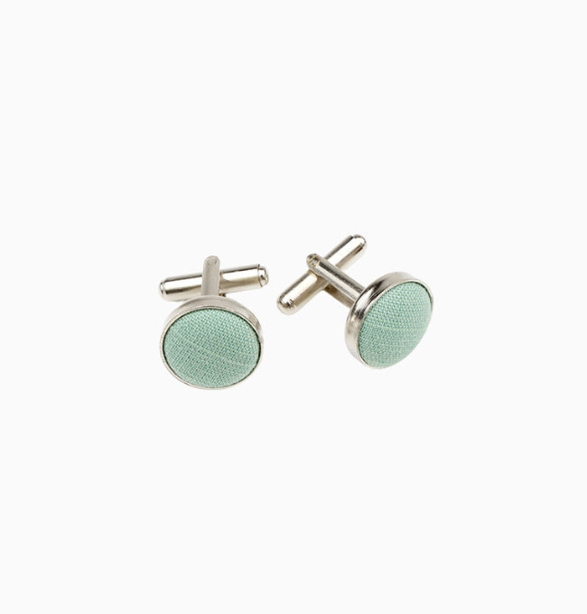 Boutons de Manchette Vert Sauge en Coton