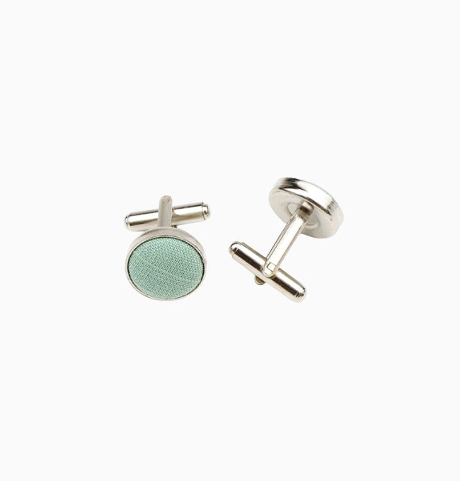 Boutons de Manchette Vert Sauge en Coton